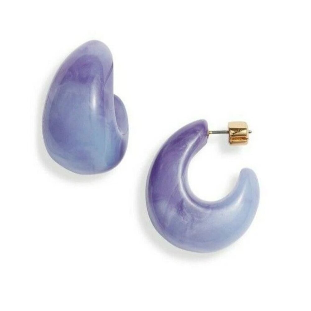 Kate Spade New York - Adore-Ables -Huggies Hoop Earrings - Blue multi -NWT - $58 - Picture 3 of 7
